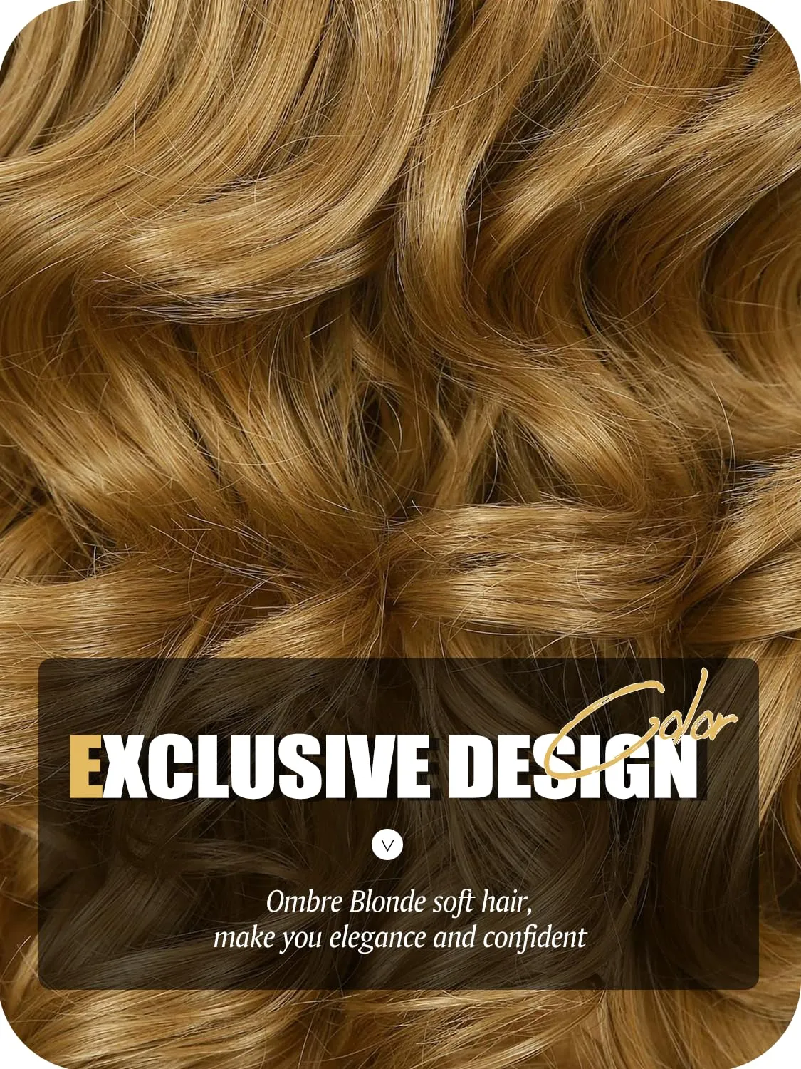 Loose Wave Short Body Wavy Wig Big Curly Lady Small Lace Side Part Shoulder Length Wigs Synthetic Wig for Black Women (Ombre Blonde 16 inch)