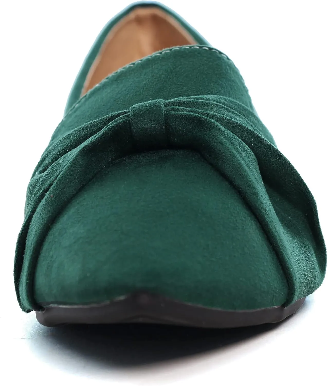 LUXINYU Women's Slip on Flats,Pointed Toe Solid Classic Ballet Dance Shoes Elegant Bow Soft Comfortable Memory Foam Suede Flat Shoes