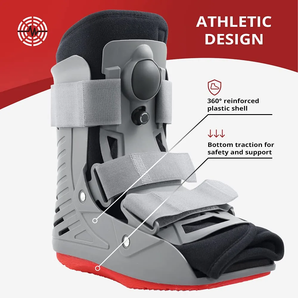 ManaMed Royal Boot Air Short CAM Boot - Med | Orthopedic Walking Boot For Sprained Ankle with Air Pump & Traction | Foot Brace for Injured Foot, Ankle Sprain, Broken Toe & Post Surgery