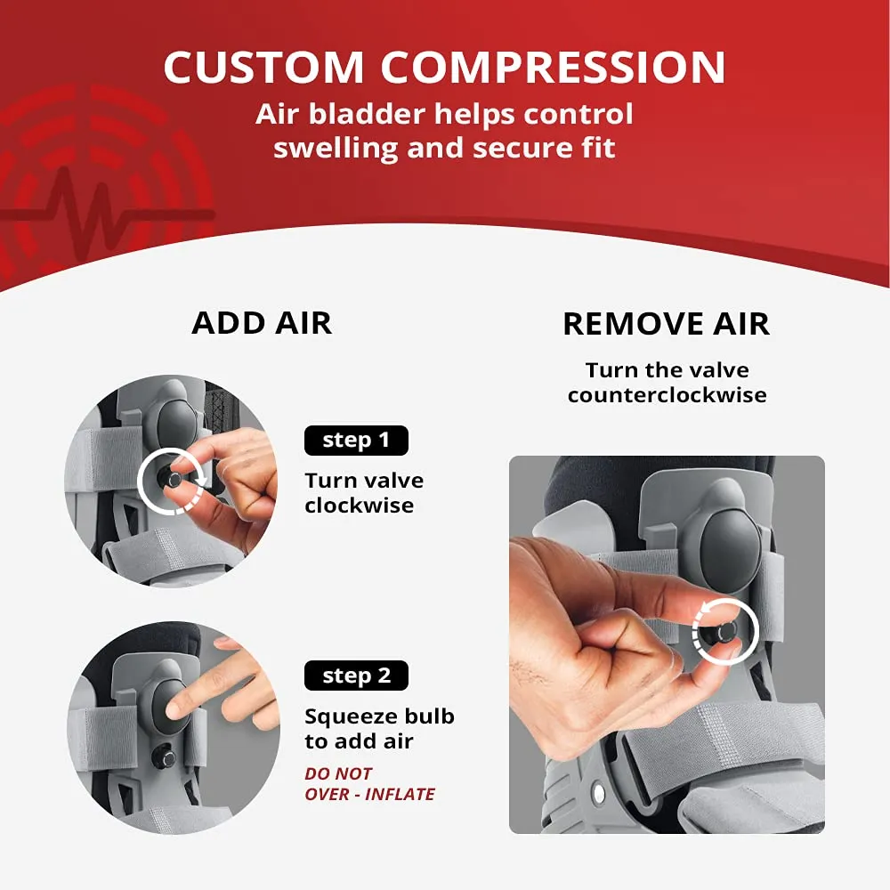 ManaMed Royal Boot Air Short CAM Boot - Med | Orthopedic Walking Boot For Sprained Ankle with Air Pump & Traction | Foot Brace for Injured Foot, Ankle Sprain, Broken Toe & Post Surgery