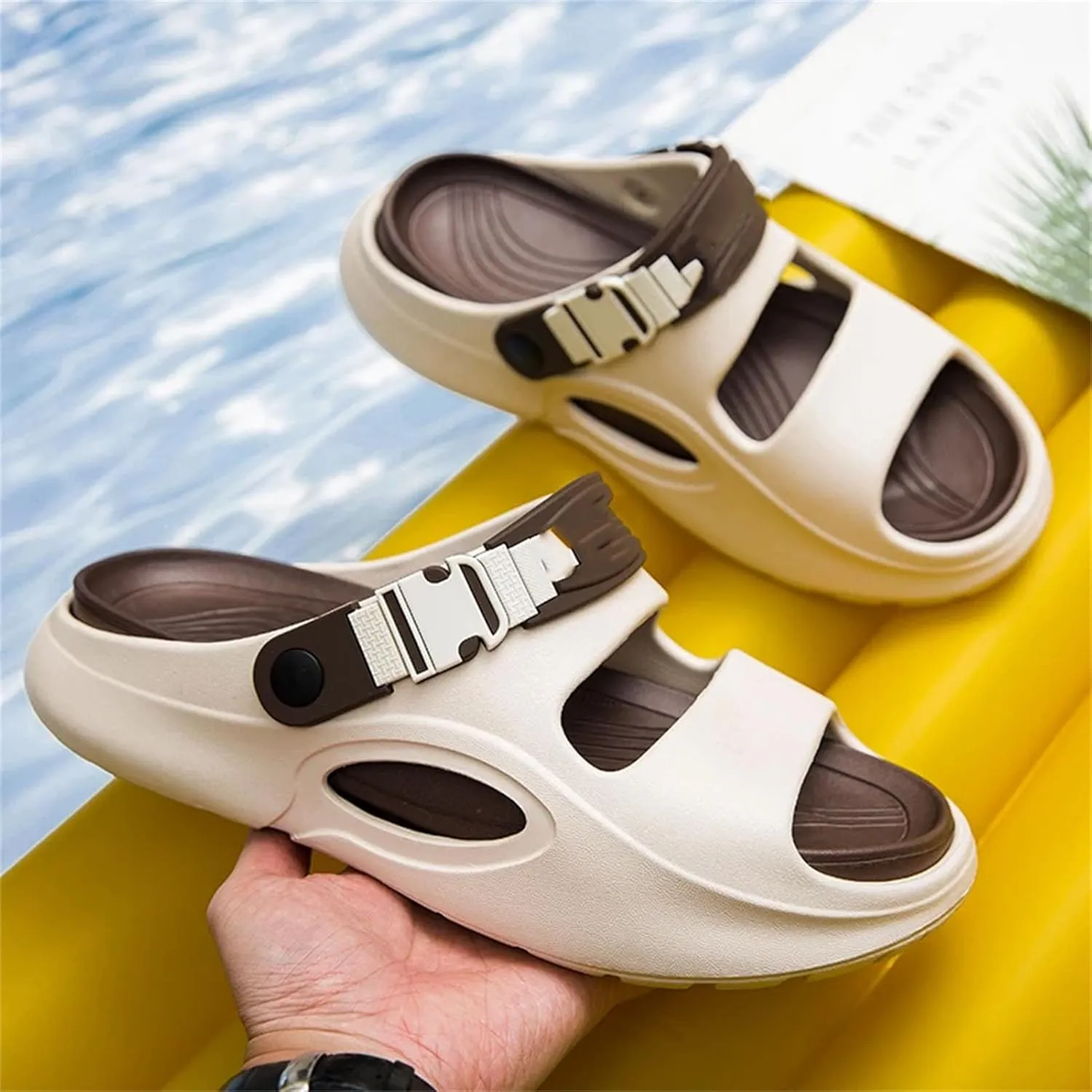 Men's Thick Sole Clogs - Soft Water-Resistant Beach and Garden Shoes