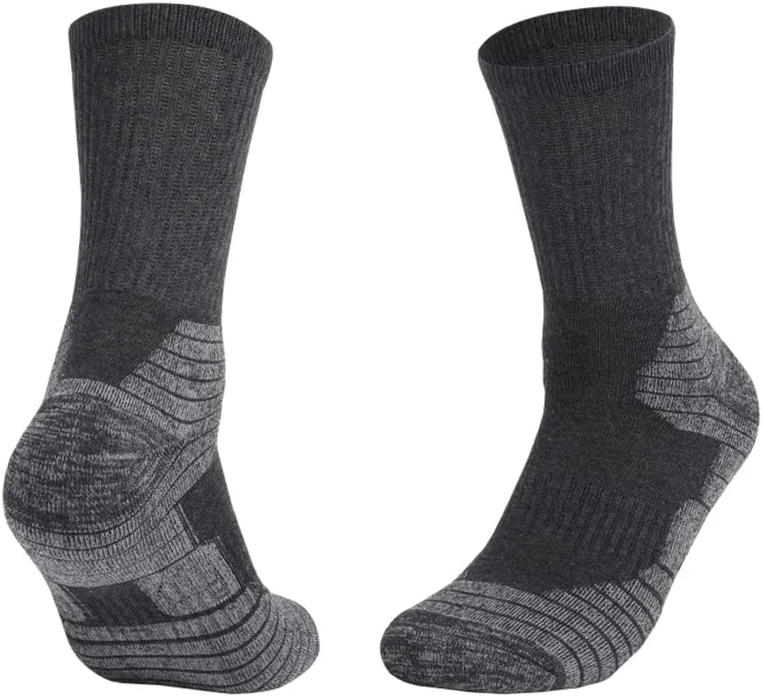 Men's Work Socks Cotton Crew Cushioned Socks Ankle Protection 6 Pairs