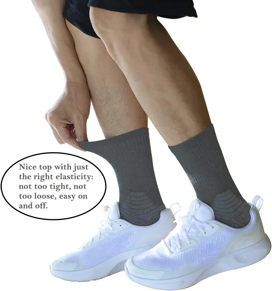 Men's Work Socks Cotton Crew Cushioned Socks Ankle Protection 6 Pairs