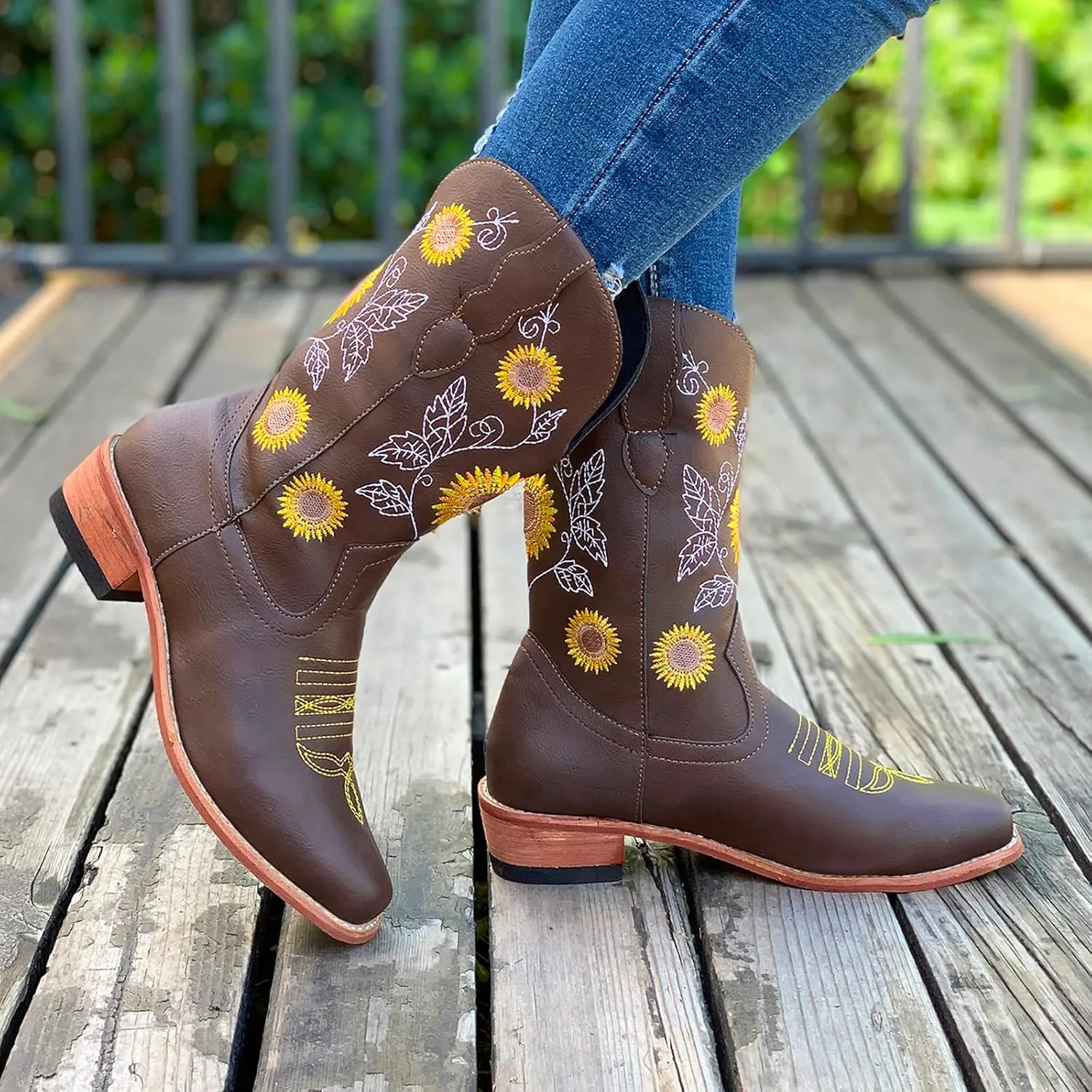 Mid Calf Cowboy Boots for Women Low Heel Black Leather Boots for Women Knee High Heels Wide Calf White Cowboy Boots Women Above the Knee Boots for Women Leather Black Mid Calf Boots for Women Dressy