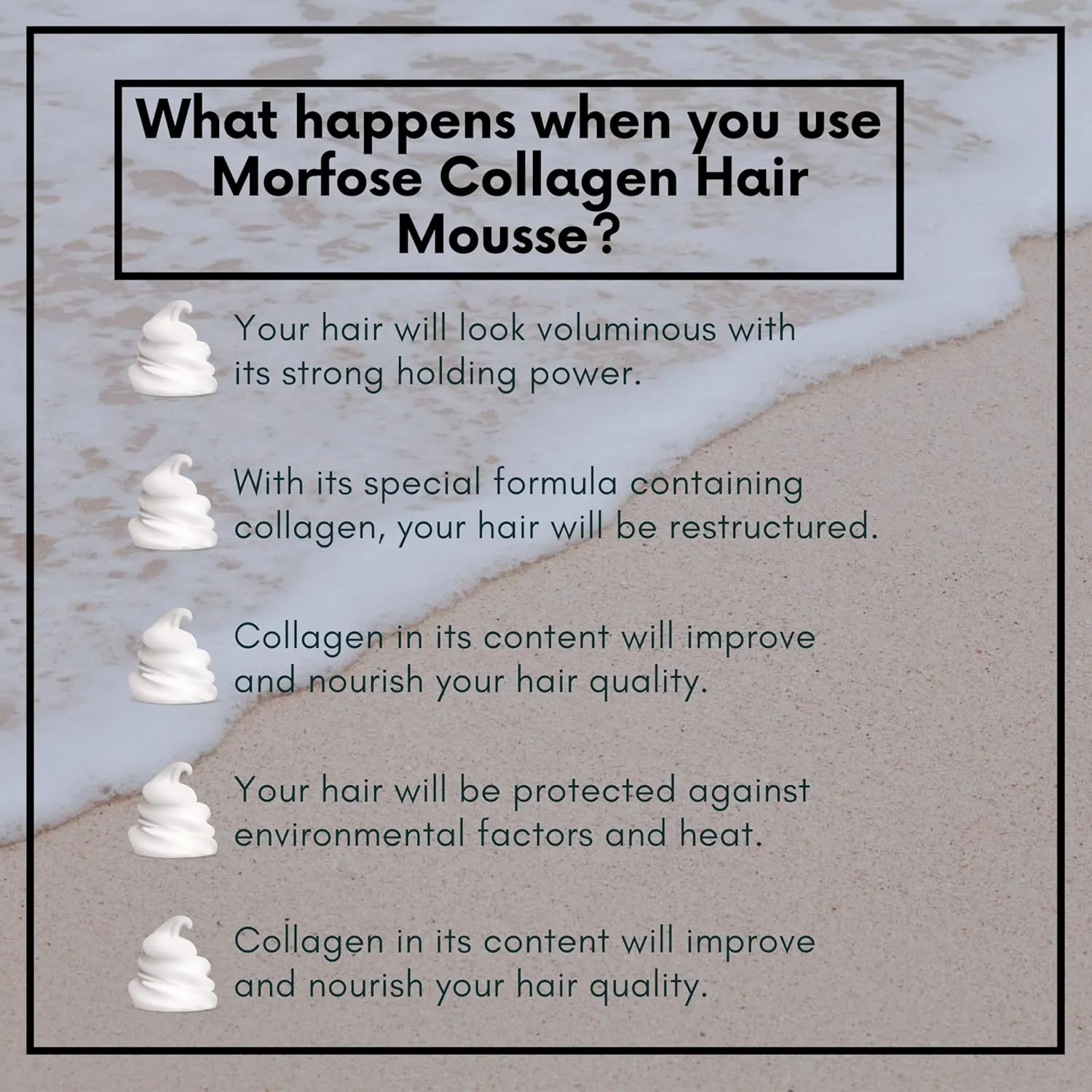 Morfose Collagen & Silk Protein Hair Mousse for Women - Volumizing Mousse for Hair Styling with Silky Feel and Grip Strength, Achieve Voluminous Hair with Protein Therapy (6.76 Fl oz, Collagen)
