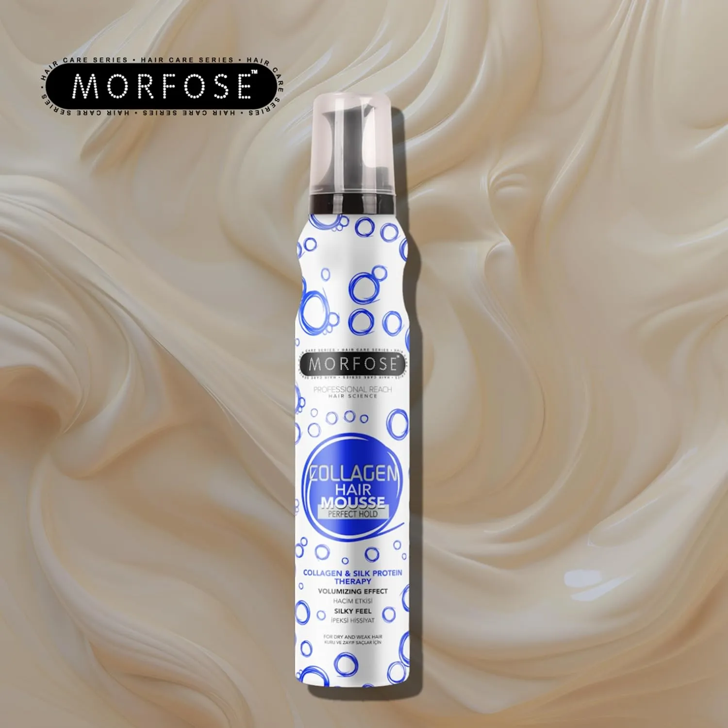 Morfose Collagen & Silk Protein Hair Mousse for Women - Volumizing Mousse for Hair Styling with Silky Feel and Grip Strength, Achieve Voluminous Hair with Protein Therapy (6.76 Fl oz, Collagen)