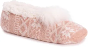 MUK LUKS Women's Pom Ballerina Slippers