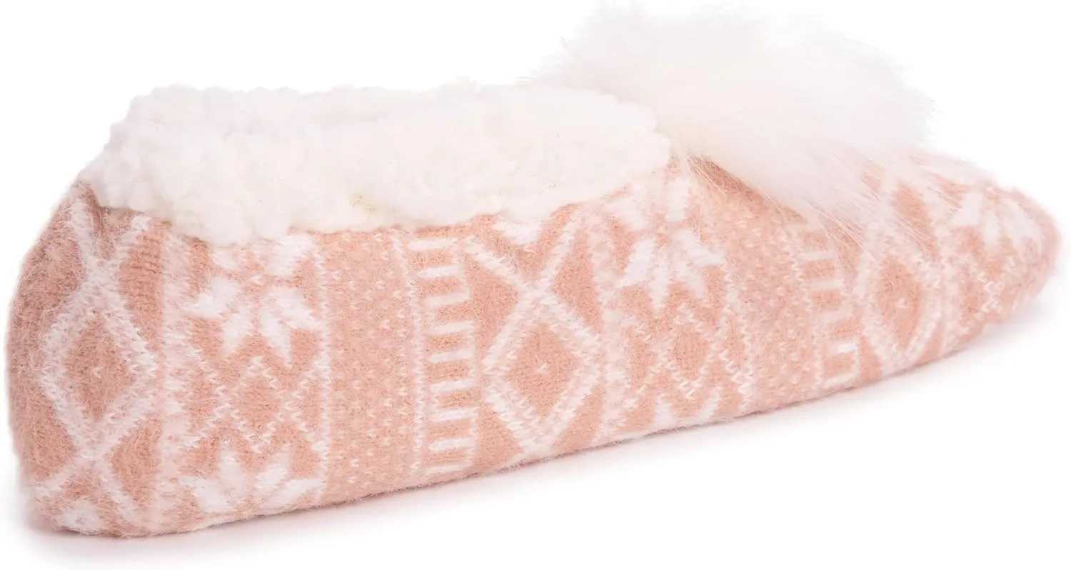 MUK LUKS Women's Pom Ballerina Slippers