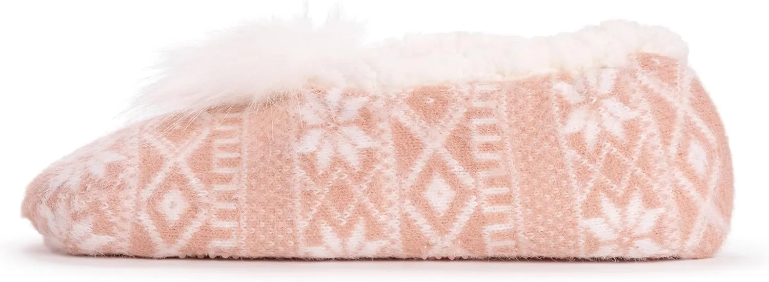 MUK LUKS Women's Pom Ballerina Slippers