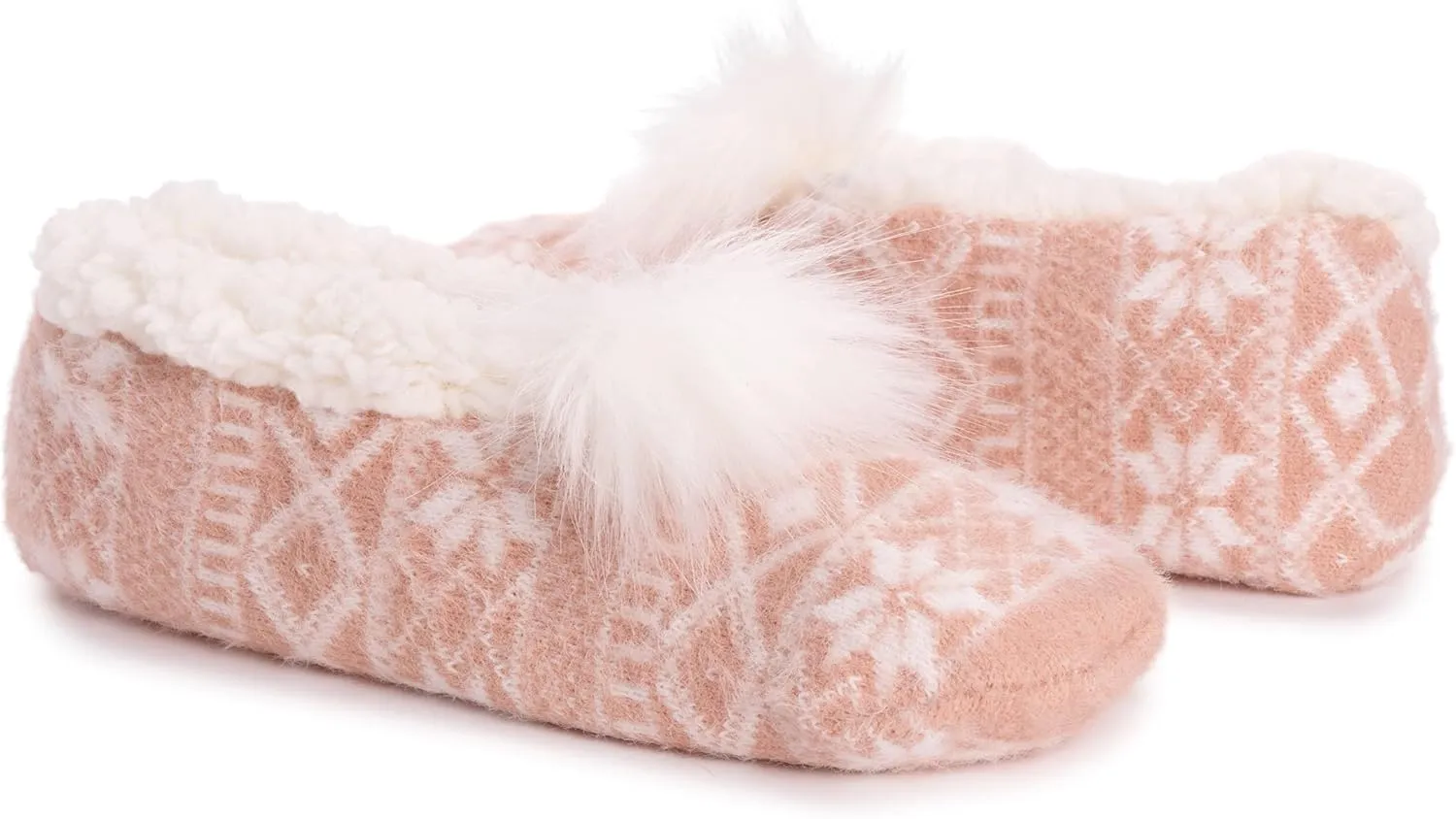 MUK LUKS Women's Pom Ballerina Slippers