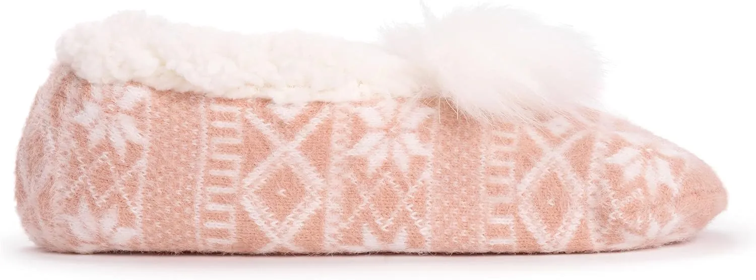 MUK LUKS Women's Pom Ballerina Slippers