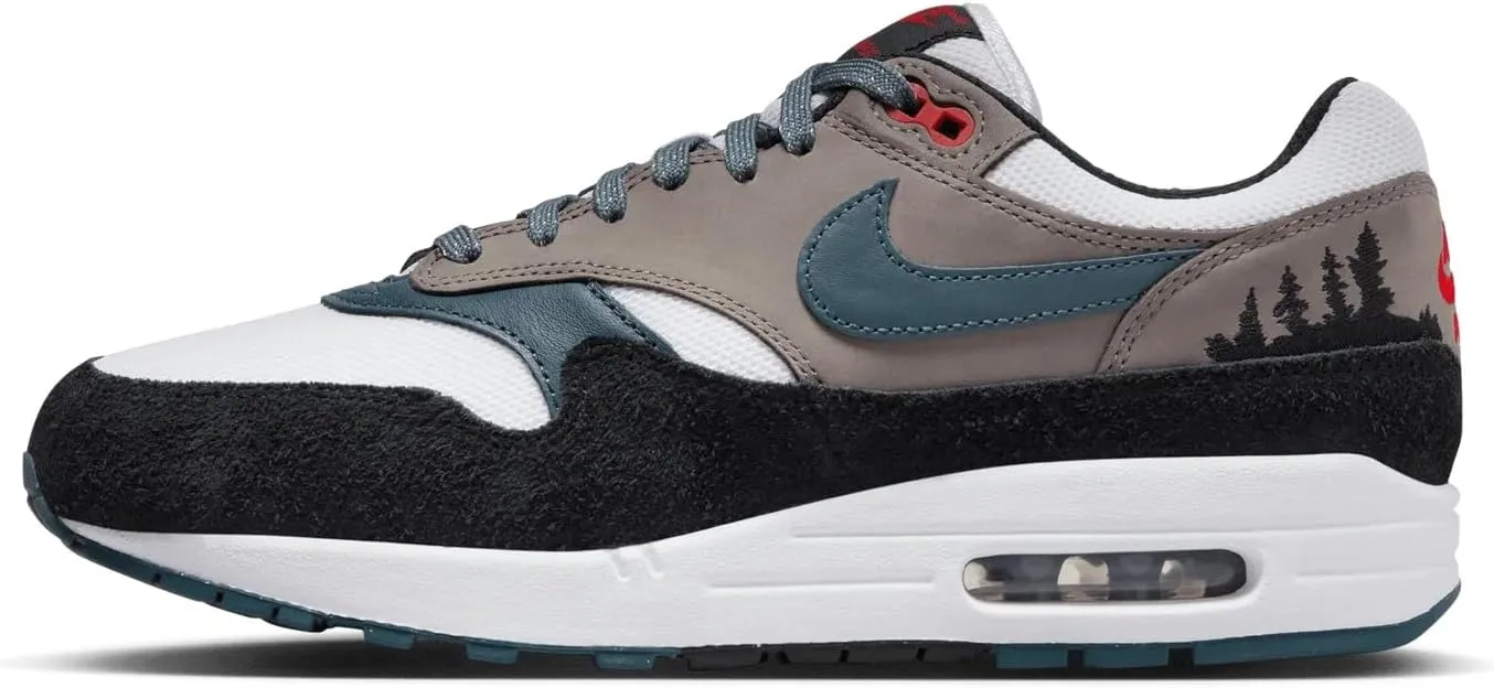 Nike Men's Air Max 1 PRM Escape White/Slate Blue-Black (FJ0698 100) - 6.5