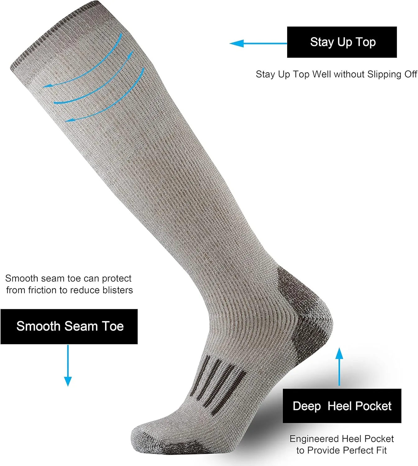 ONKE Knee High Socks Cushioned Moisture Wicking for Mens Over the Calf OTC Steel Toe Western Work Boot Thermal Hiking Hunting