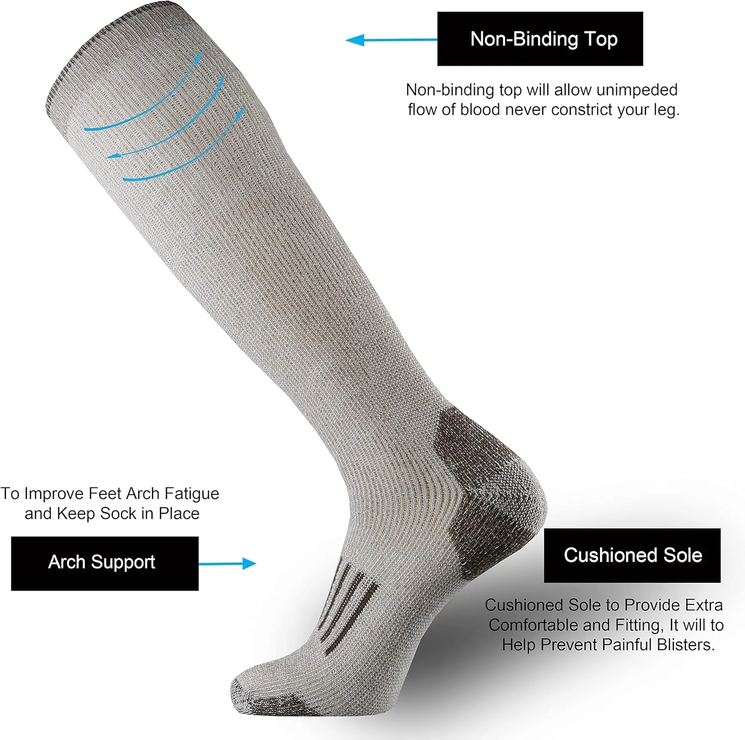 ONKE Knee High Socks Cushioned Moisture Wicking for Mens Over the Calf OTC Steel Toe Western Work Boot Thermal Hiking Hunting