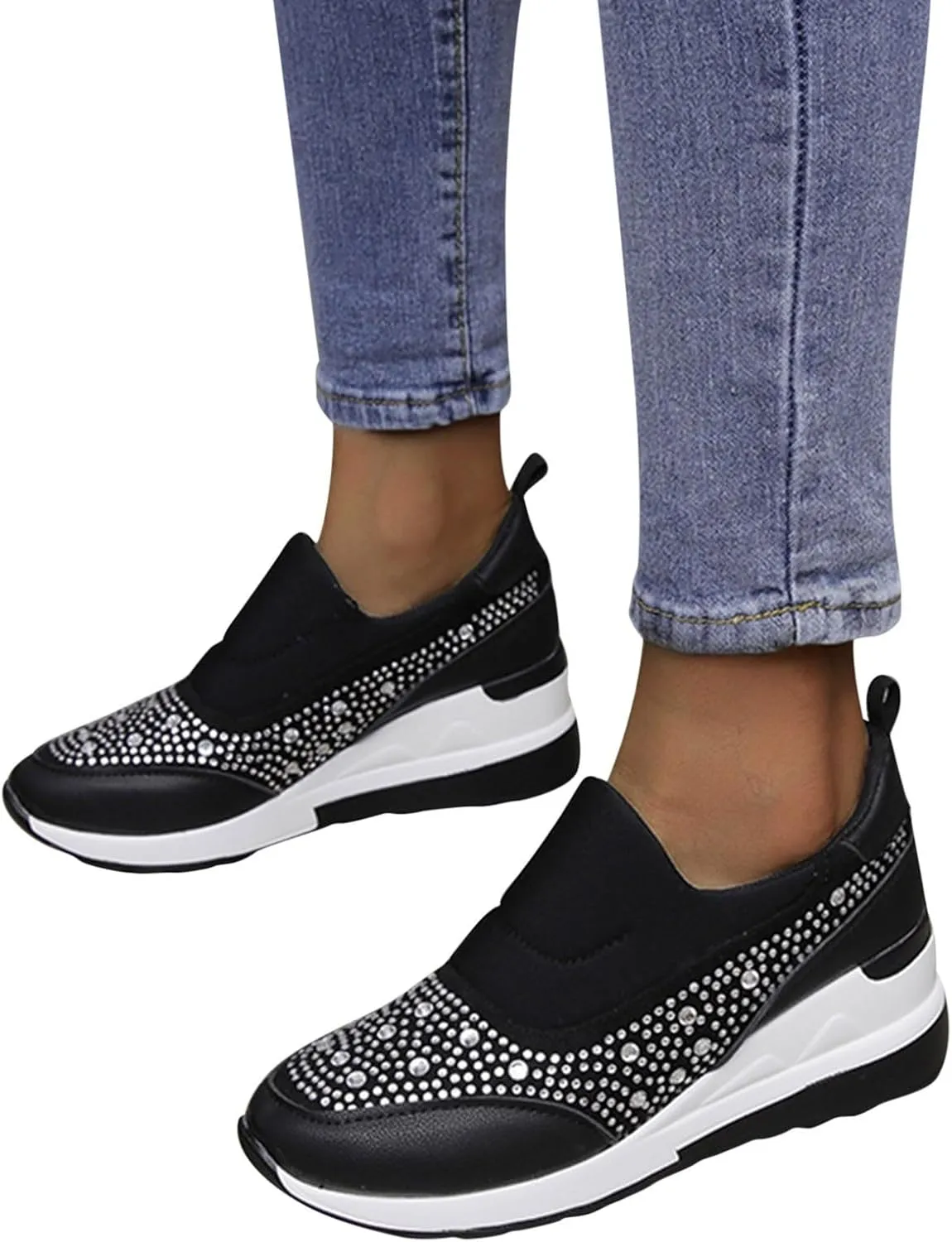 Orthopedic Shoes for Women Comfortable Running Shoes Breathable Mesh Womens Slip On Sneakers Women Walking Shoes with Arch Support Tennis Shoes Lightweight Casual Sneakers for Gym Travel Work
