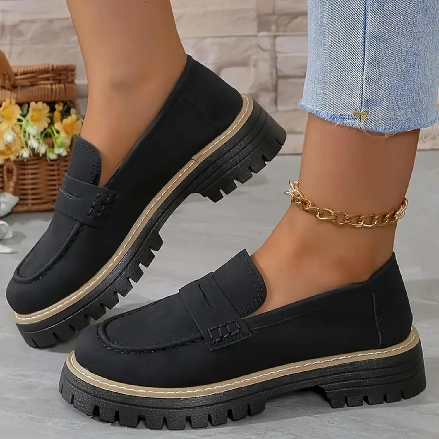 Orthoture-Orthopedic Platform Loafers Comfort Orthopedic Shoes Womens Round Toe Walking Shoe,Slip on Shoes