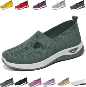 Orthowalkway Womens Shoes,Orthopedic Platform Loafers Slip-On Lightweight Flat Soft Breathable Knitted Sneakers