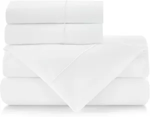 Peacock Alley Boutique Embroidered Percale Sheet Sets - 100% Long Staple Cotton, 200 Thread-Count, Crisp & Cool Sheets Imported from Portugal - King (White)