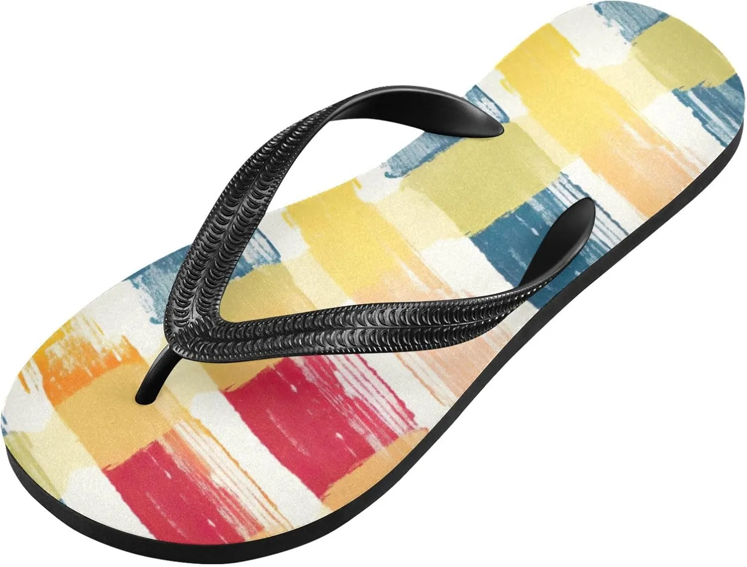 Rainbow Stripe Flip Flop Beach Summer Casual Sandal for Women & Men Shower Shoes XS