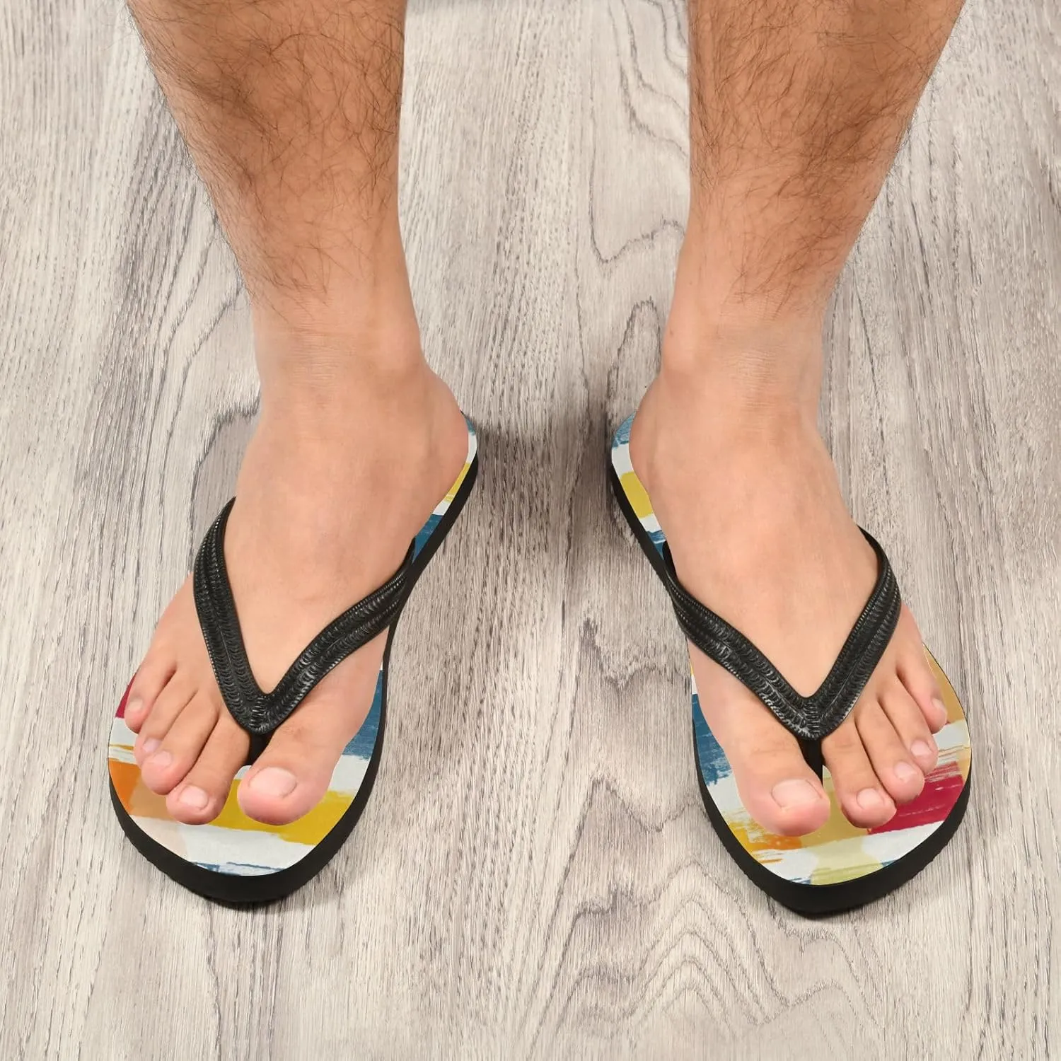 Rainbow Stripe Flip Flop Beach Summer Casual Sandal for Women & Men Shower Shoes XS