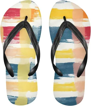 Rainbow Stripe Flip Flop Beach Summer Casual Sandal for Women & Men Shower Shoes XS