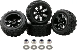 RC Car Tires 1/10 Scale Accessories 12mm Hex RC Wheel and Tires Soft Rubber Offroad Tyre for 1/10 Monster Truck, 4 Pack