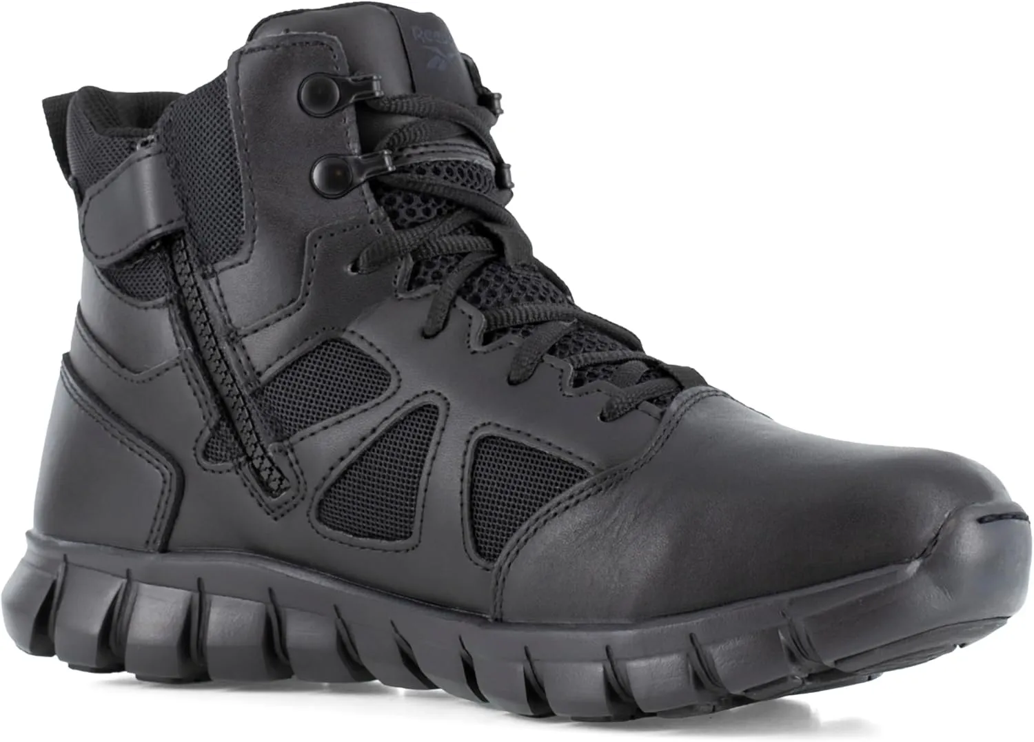 Reebok Men's Rb8605 Sublite Cushion Tactical 6" Soft Toe Boot with Side Zipper Black Military