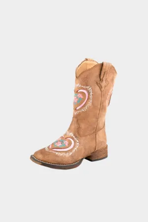 Roper Kids Lydia Heartful Boot - Brown
