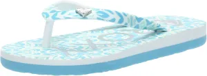 Roxy Girls Pebbles Flip Flop Sandal, Blue Print, 11 Little Kid