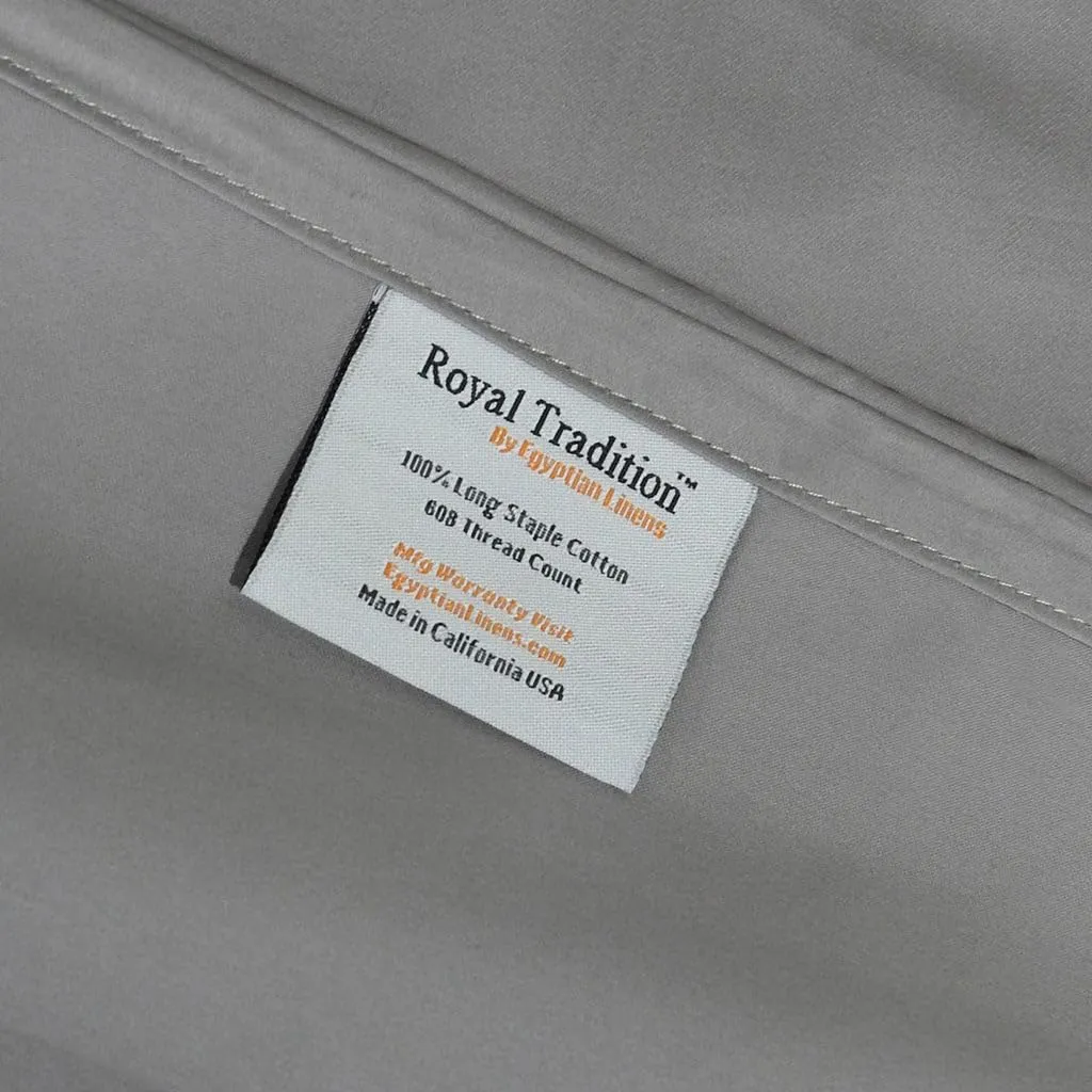 Royal Tradition Made in USA- Low Profile Sheet Set (6-10 Inches) Pure Cotton 608 Thread Count, Queen Size Bed Sheets, Solid White
