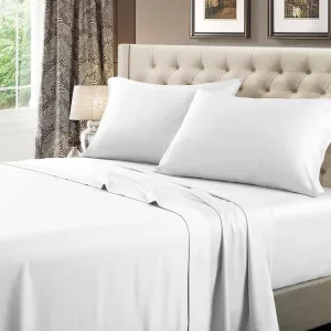Royal Tradition Made in USA- Low Profile Sheet Set (6-10 Inches) Pure Cotton 608 Thread Count, Queen Size Bed Sheets, Solid White