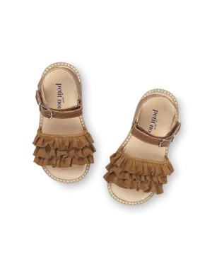 Ruffles Sandal - Cognac