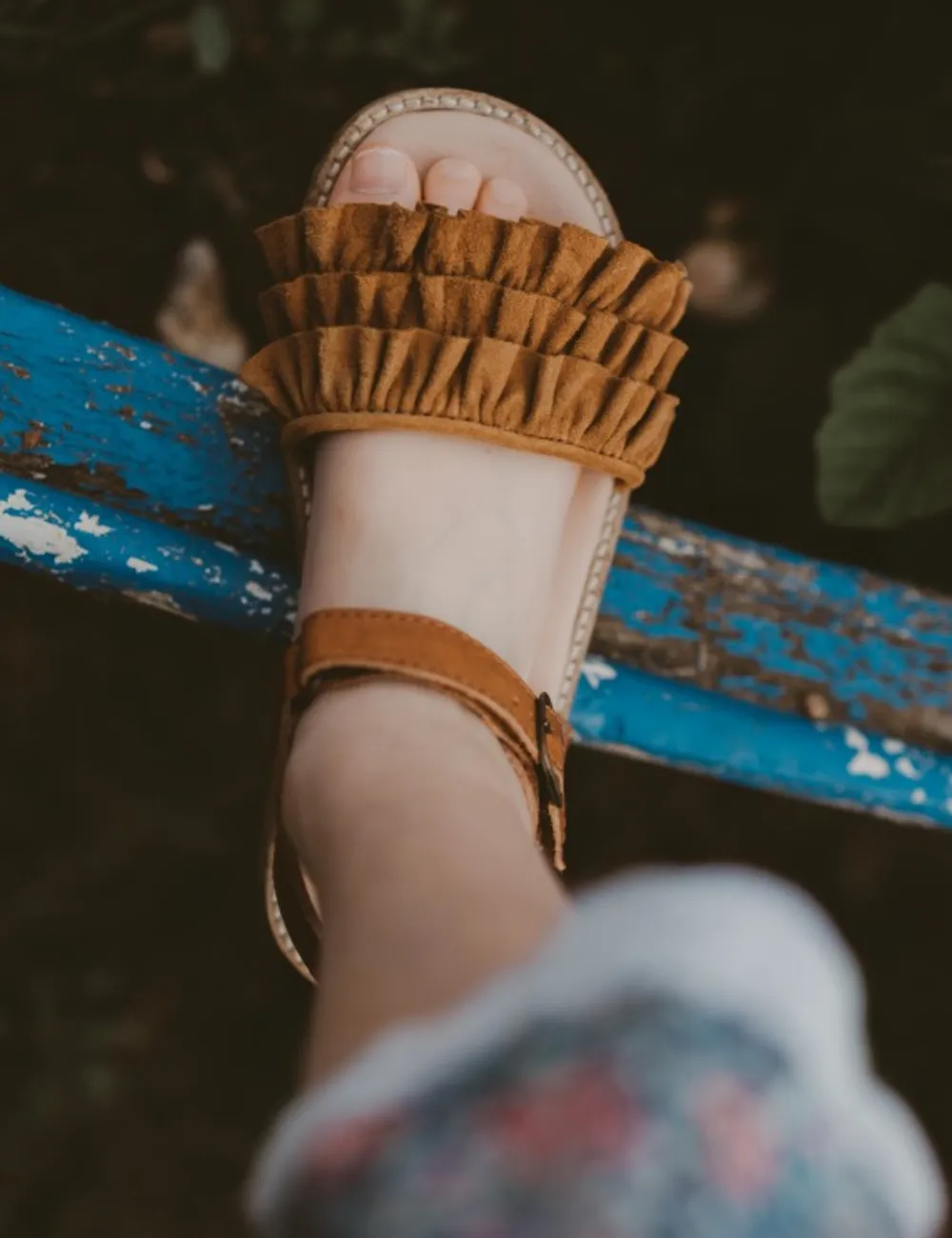 Ruffles Sandal - Cognac
