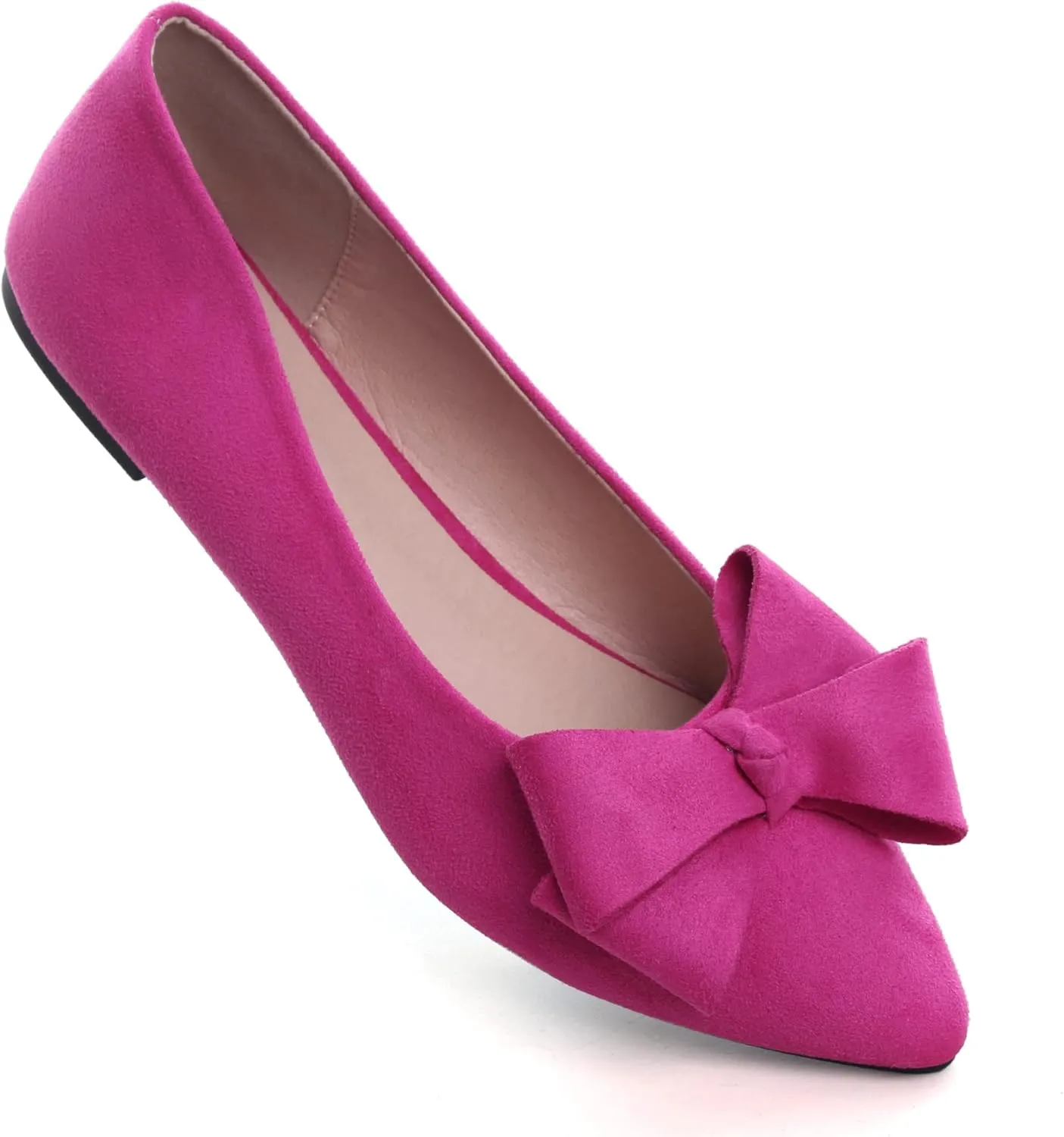 SAILING LU Pointy Toe Ballet Flats for Women with Cute Bowknot Elegant Slip-ons Soft Support Daily Walking Shoes