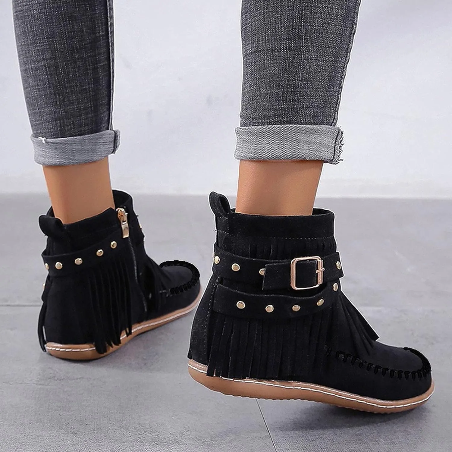 SBGMoSJ Black Ankle Boots for Women High Heel Black Wedge Booties for Women Wide Width Boots Cutout Beige Flat Booties High Heel Ankle Boots for Women Wide Feet
