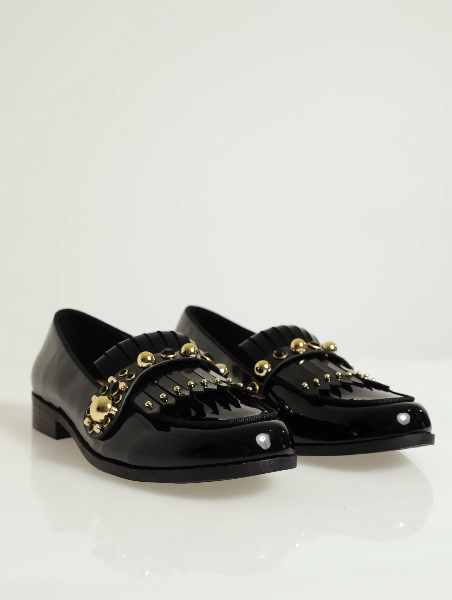 Scarlett Embellished Fringe Loafer - Black