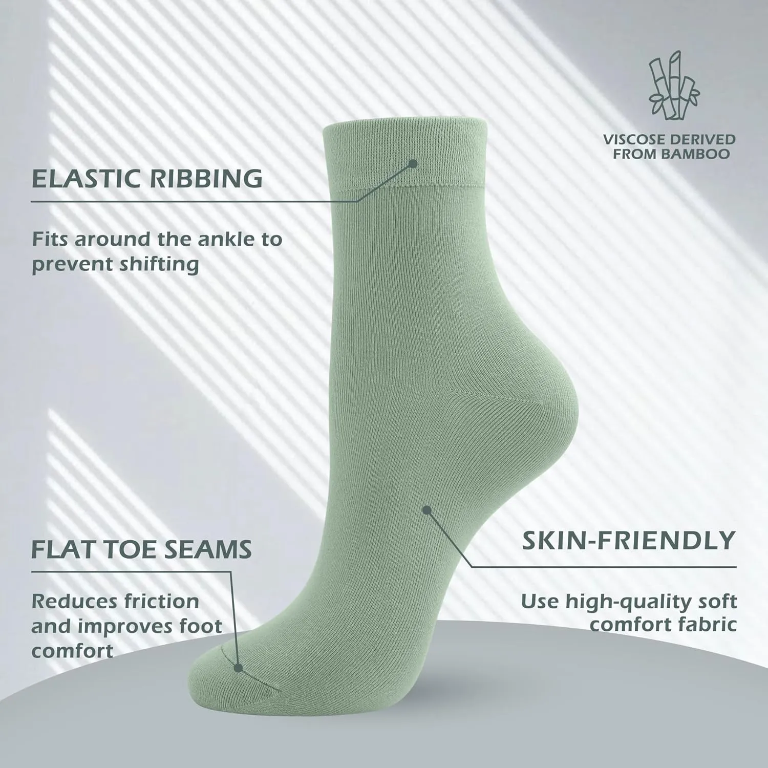SERISIMPLE Women Thin Viscose Bamboo Socks Crew Lightweight Above Ankle Casual Dress Sock For Ladies Bootie Trouser 5 Pairs