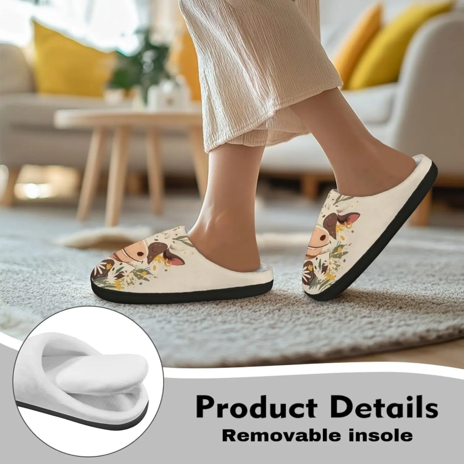 Slippers for Women Indoors and Outdoors, Mens Comfy Flannel Warm Slippers Flat Clogs Winter House Slippers
