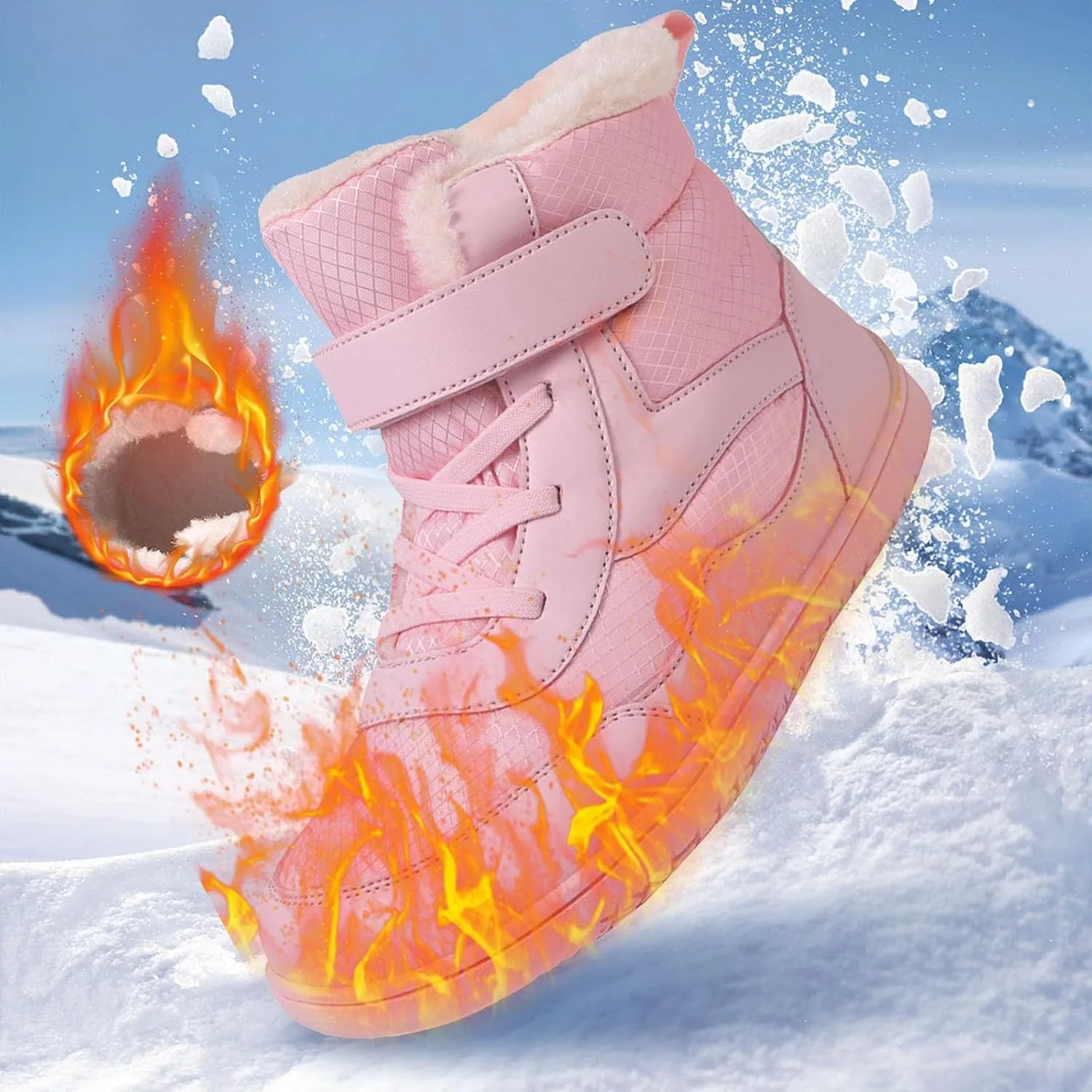 Soft Sole Fuzzy Snow Booties For Childrens Winter Ski Shoes Boys Girls Kids Flat Non Slip Boots Ankle Fashion Warm