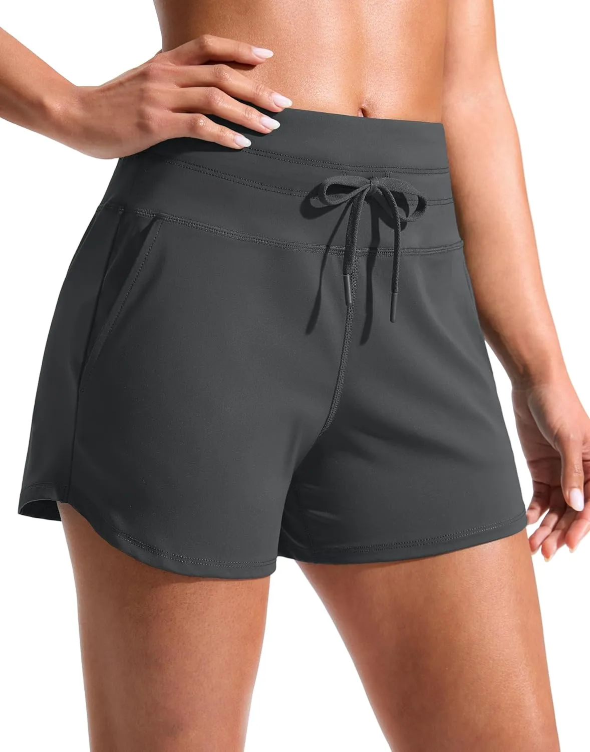 Soothfeel Women's Athletic Running Shorts with Pockets 3.5" Quick Dry High Waisted Workout Active Gym Shorts for Women