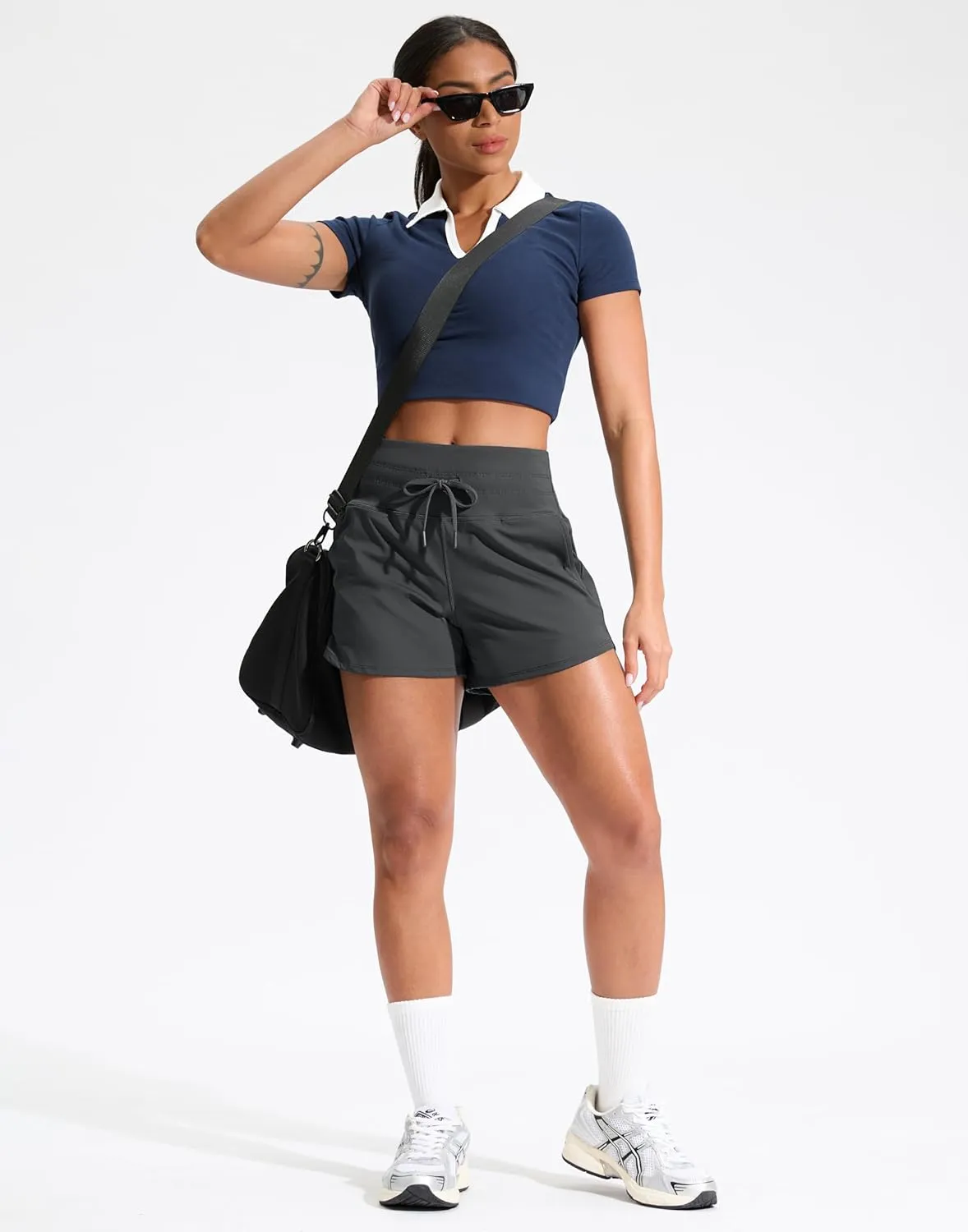 Soothfeel Women's Athletic Running Shorts with Pockets 3.5" Quick Dry High Waisted Workout Active Gym Shorts for Women