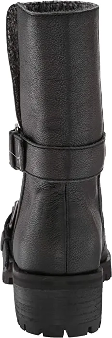 Splendid womens Inspired Lug With Fold Over Detail Motorcycle Boot, Black, 9.5 US