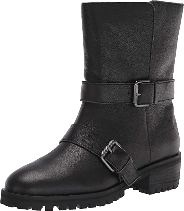 Splendid womens Inspired Lug With Fold Over Detail Motorcycle Boot, Black, 9.5 US
