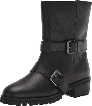 Splendid womens Inspired Lug With Fold Over Detail Motorcycle Boot, Black, 9.5 US
