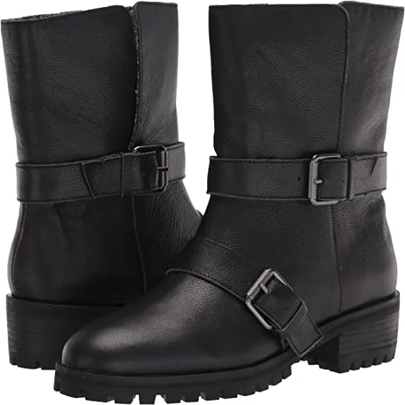 Splendid womens Inspired Lug With Fold Over Detail Motorcycle Boot, Black, 9.5 US