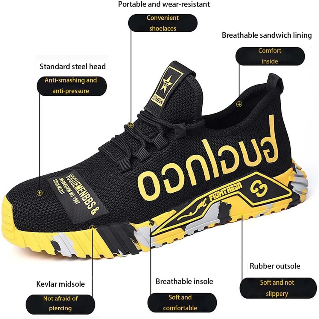 Steel Toe Shoes for Men's Indestructible Work Shoes,Mens Work Safety Outdoor Protection Footwear Industrial and Construction,