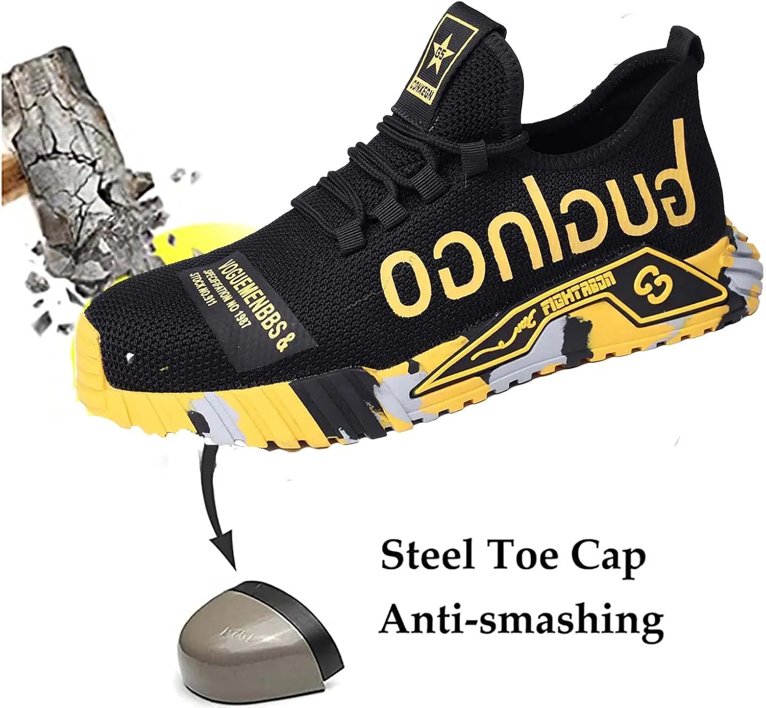 Steel Toe Shoes for Men's Indestructible Work Shoes,Mens Work Safety Outdoor Protection Footwear Industrial and Construction,