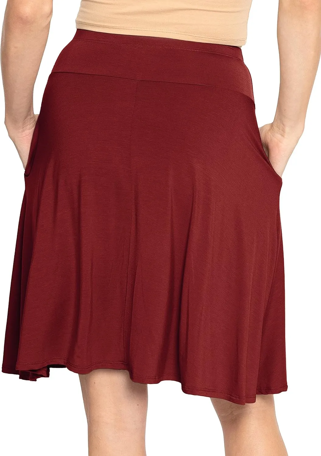 STRETCH IS COMFORT Women's and Plus Knee Length and MIDI A-Line Skirt w/Pockets