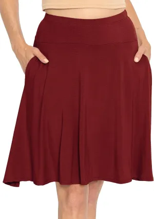STRETCH IS COMFORT Women's and Plus Knee Length and MIDI A-Line Skirt w/Pockets
