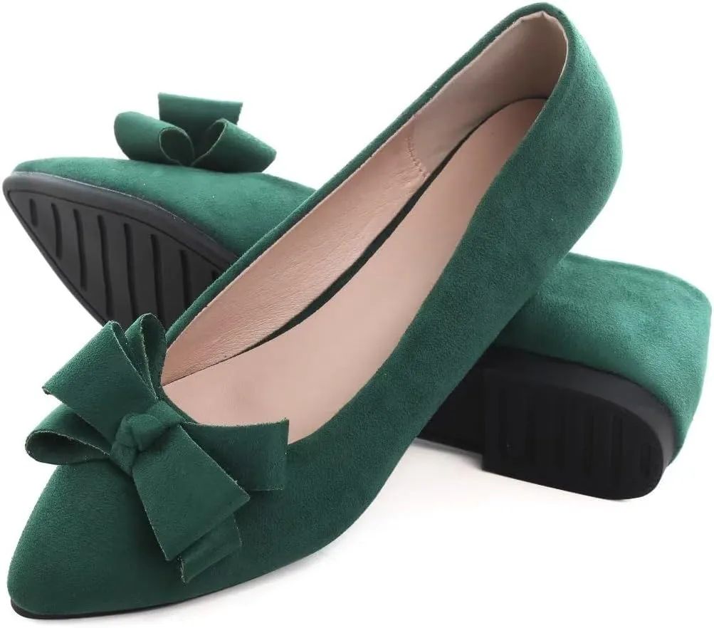 Stunner Womens Bowknot Flower Ballet Flats Pointed Toe Soft Dress Shoes